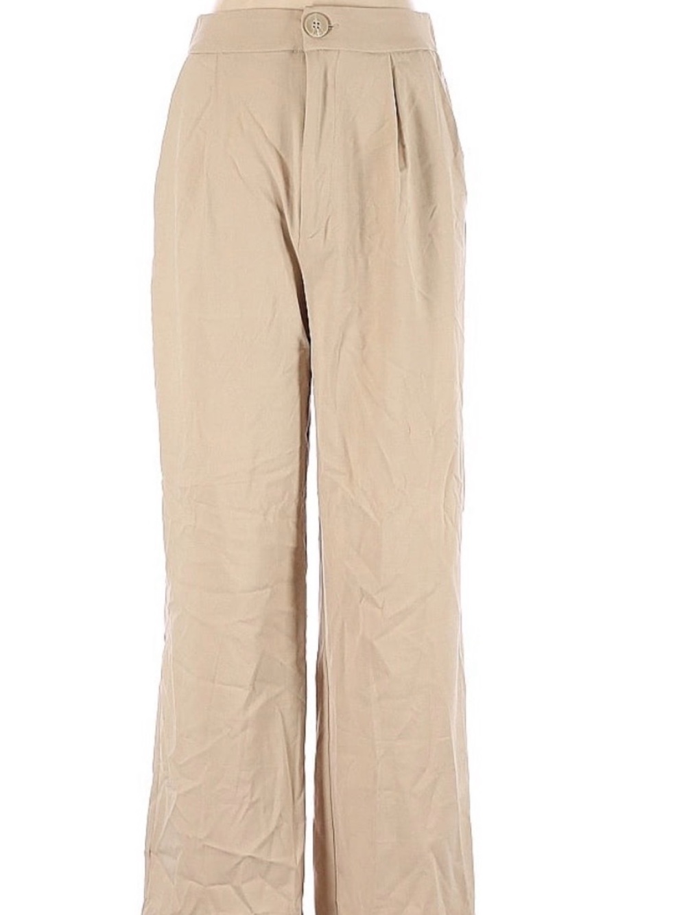 Women's High-Rise Wide-Leg Trousers - Beige
